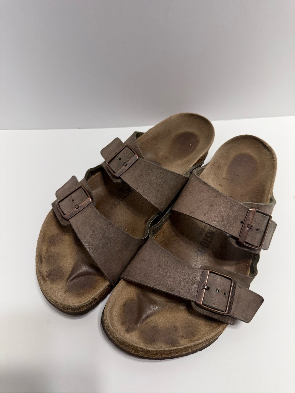 Birkenstock Arizona Mocha Two Strap Sandals, Comfortable Slip On Sandals, Sz 44